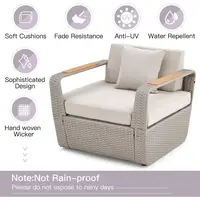 Light Gray Outdoor Sectional Patio Furniture Set with Ottoman and Side Coffee Table for Garden, Porch, Backyard 5