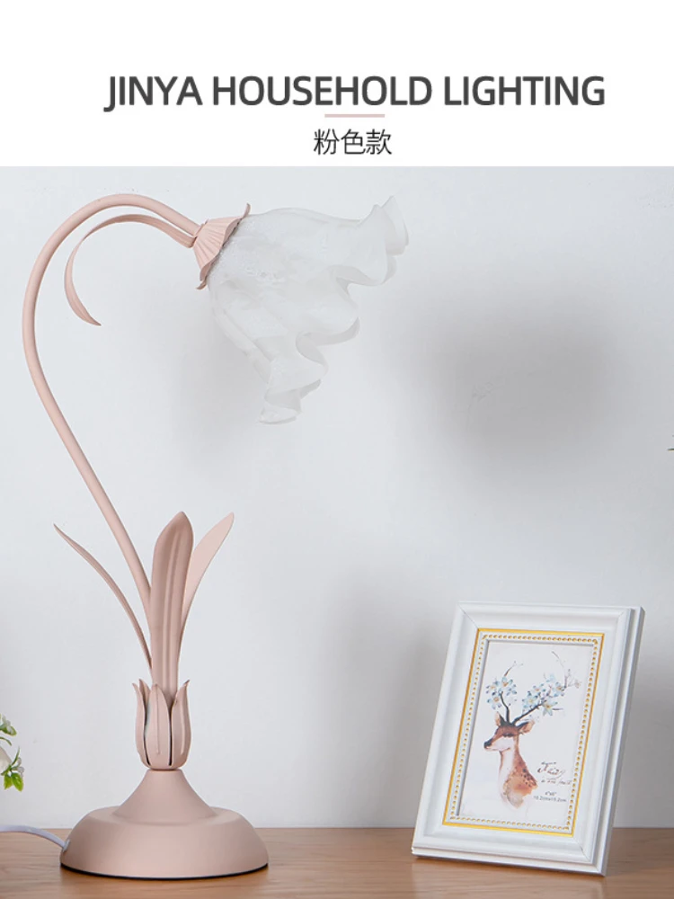 Romantic European Table Lamp Bedside Lamp Bedroom Ins Girl Heart Creative Net Red Flower Princess Room Desk Decorative Lamp