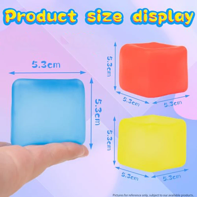 Stress Balls Fidget Toys Anti Stress Toy Release Pressure Toy Squishy Toys Sensory Toys Stress Relieving Toy Decompression Toy Square Maltose Ice Cube Push Stress Relief Ball For Kids Adults Gifts
