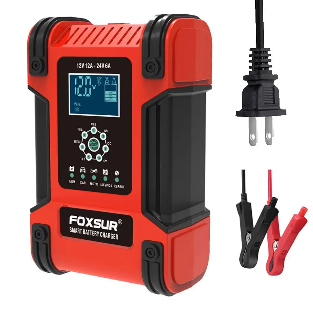 12v 24v Large Power 12a Universal Car Battery Charger Battery Charger