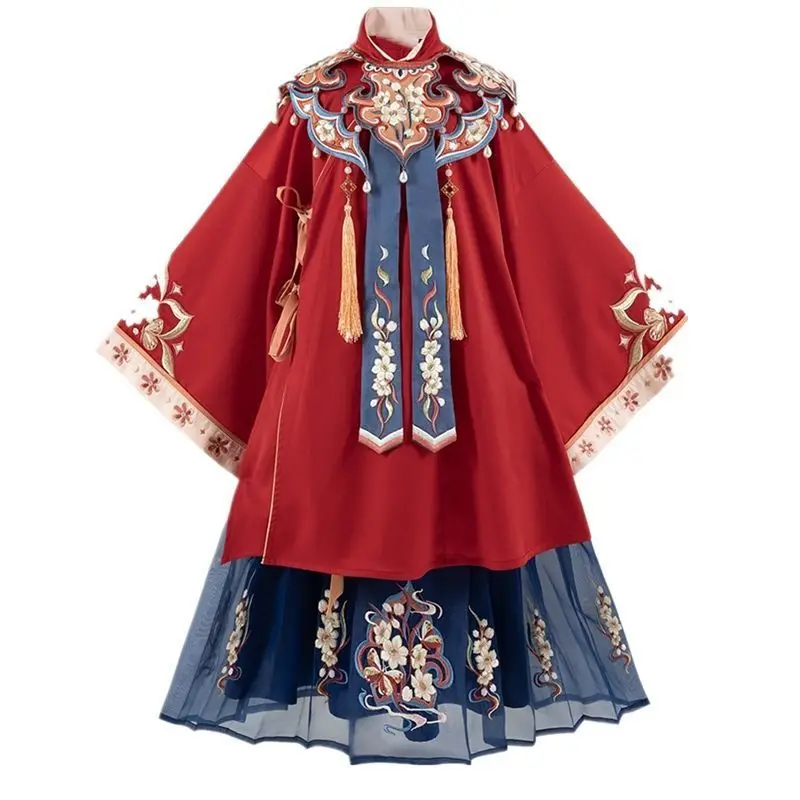 

Hanfu Women's Clothing Jinzhan Yutai Cloud Shoulder Vertical Neck Skirt Chinese Style Children's Baby Tang Dress Girl