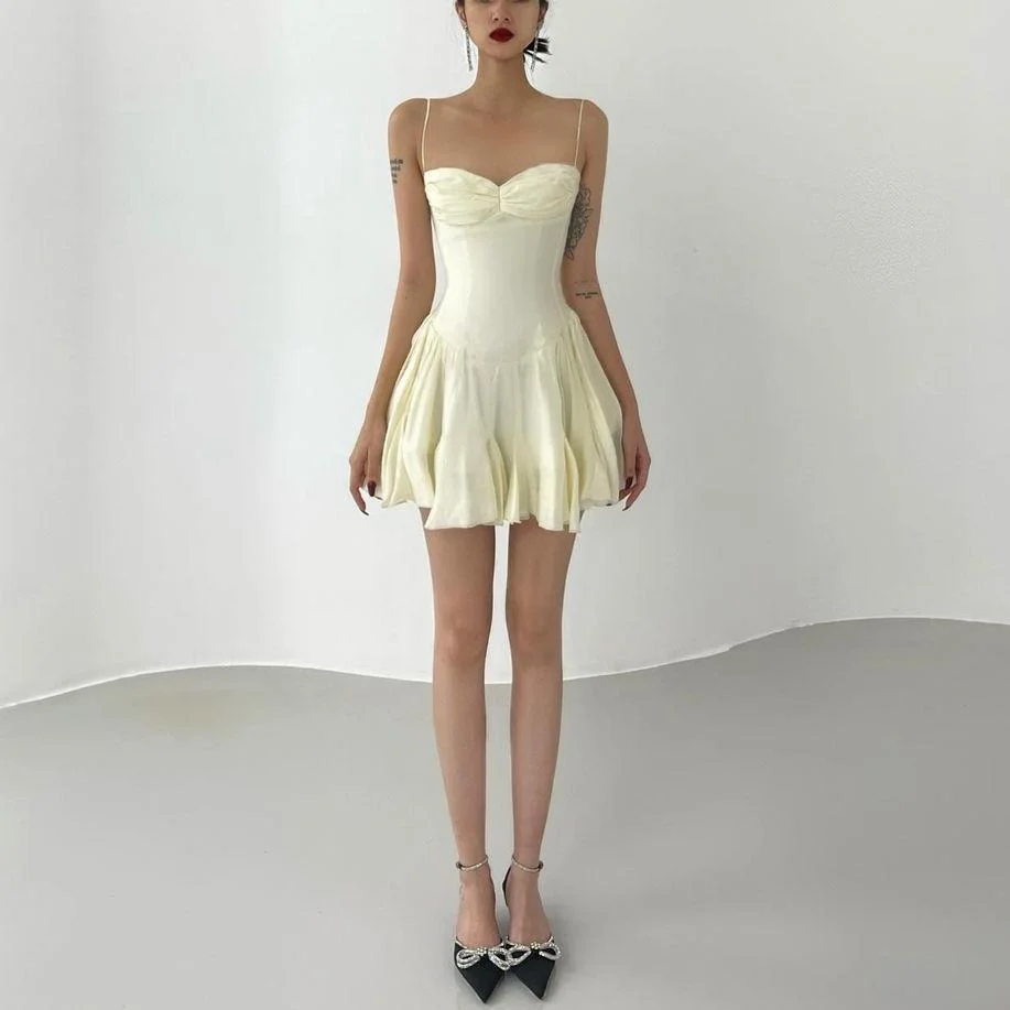 

Женское винтажное платье-мини с рюшами, Элегантный Повседневный Сарафан с открытой спиной, летний наряд для женщин 2023