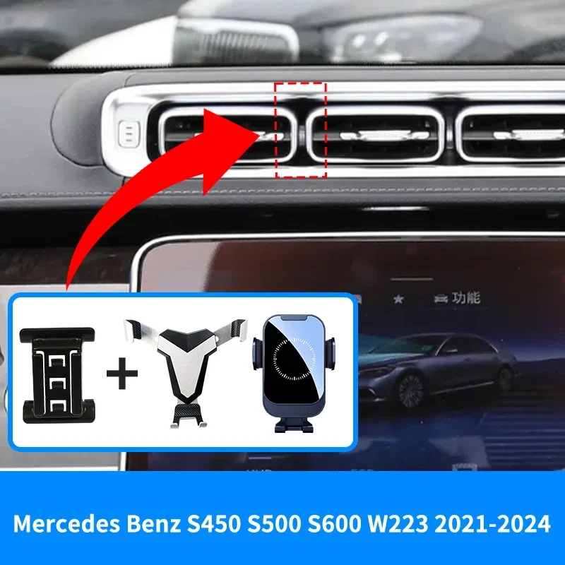 Phone Holder For Mercedes Benz S450 S500 S600 W223-Air Vent Mount Mobile Support GPS Stand Bracket Car Accessories