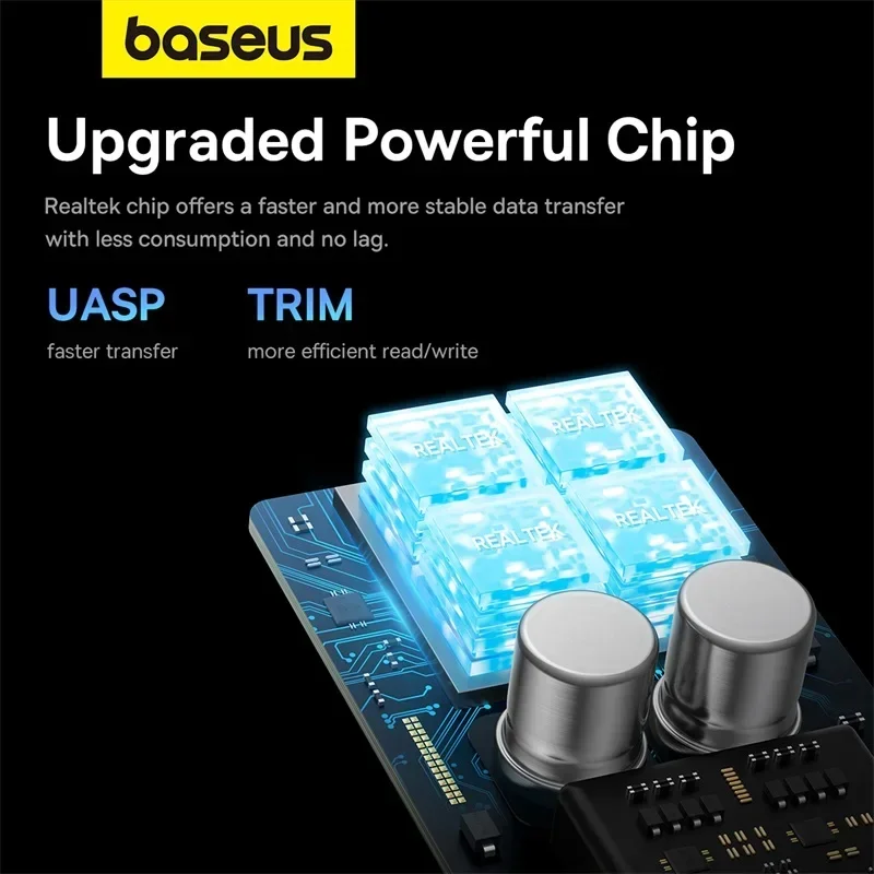 Baseus-case Ssd Nvme Sata de Protocolo Duplo M.2 para Usb tipo c 3.2 Gabinete Ssd Portátil Sata Nvme Externo - Imagem 4