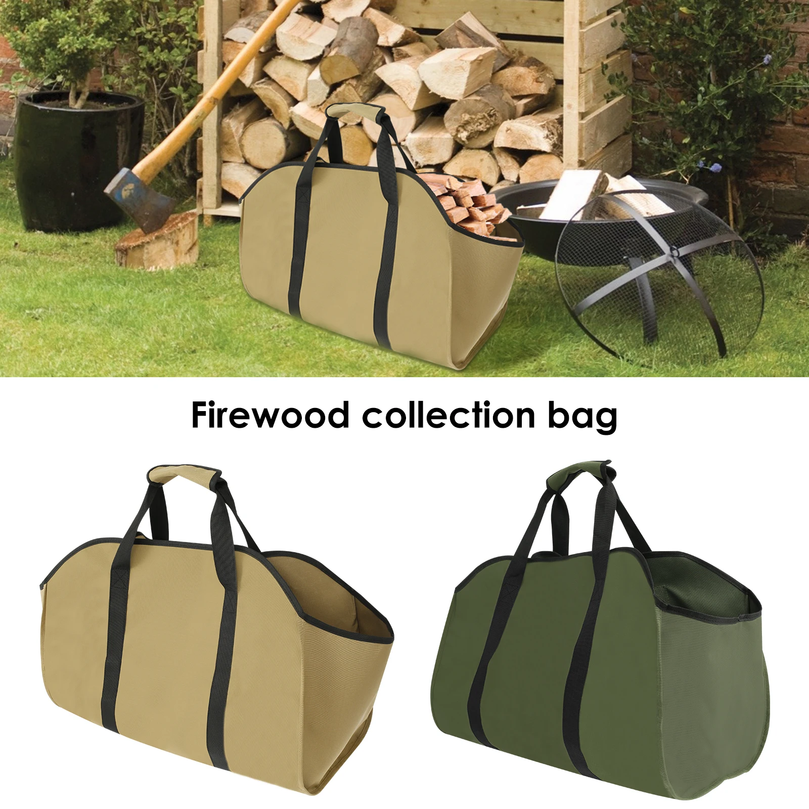 Firewood Carrier Storage Bag Large Capacity Oxford Cloth Scratch-resistant Wood Log Carrier Tote Bag Outdoor Firewood Organizer 2