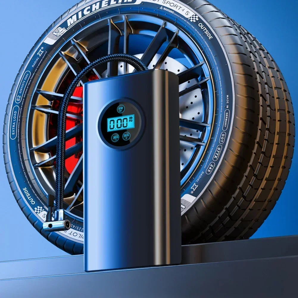 מד דיוק חדש לצמיגי רכב עם תצוגת LCD משאבת אוויר ניידת לאופנוע/אופניים/כדור מדחס אוויר חשמלי 12V