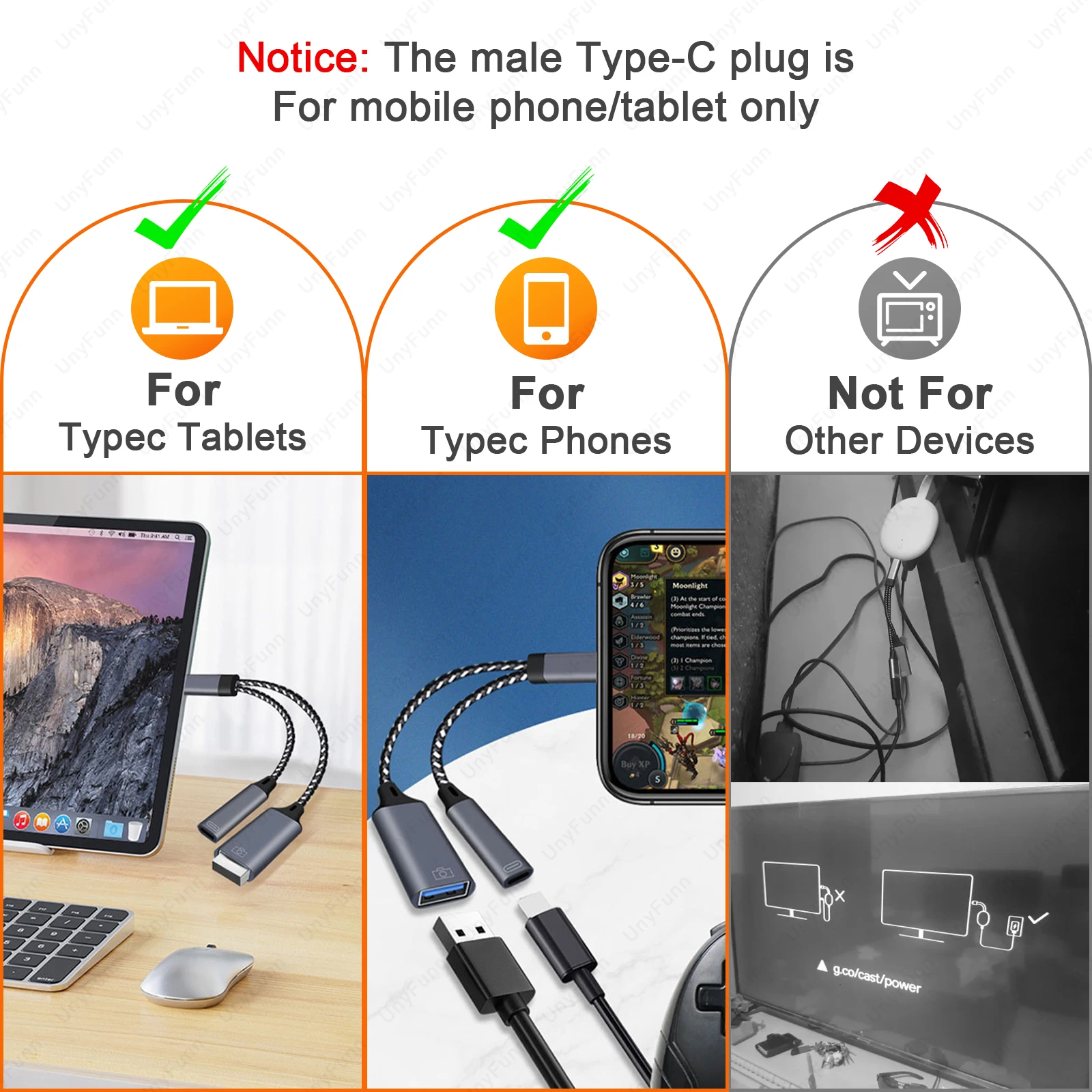 USB Hub Adapter 2 in 1 Type C to USB A Adapter with PD Charging Port