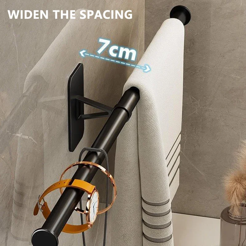 Bathroom Towel Rack Towel Holder Self-Adhesive High Quality Wall Mounted Aluminium No Drill Towels Hanger bar