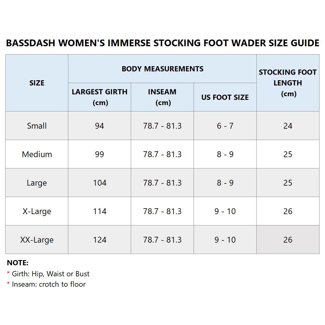 Bassdash IMMERSE Stocking Foot Fishing Waders Women Waterproof Lightweight Chest Wader For Ourdoor Adventure
