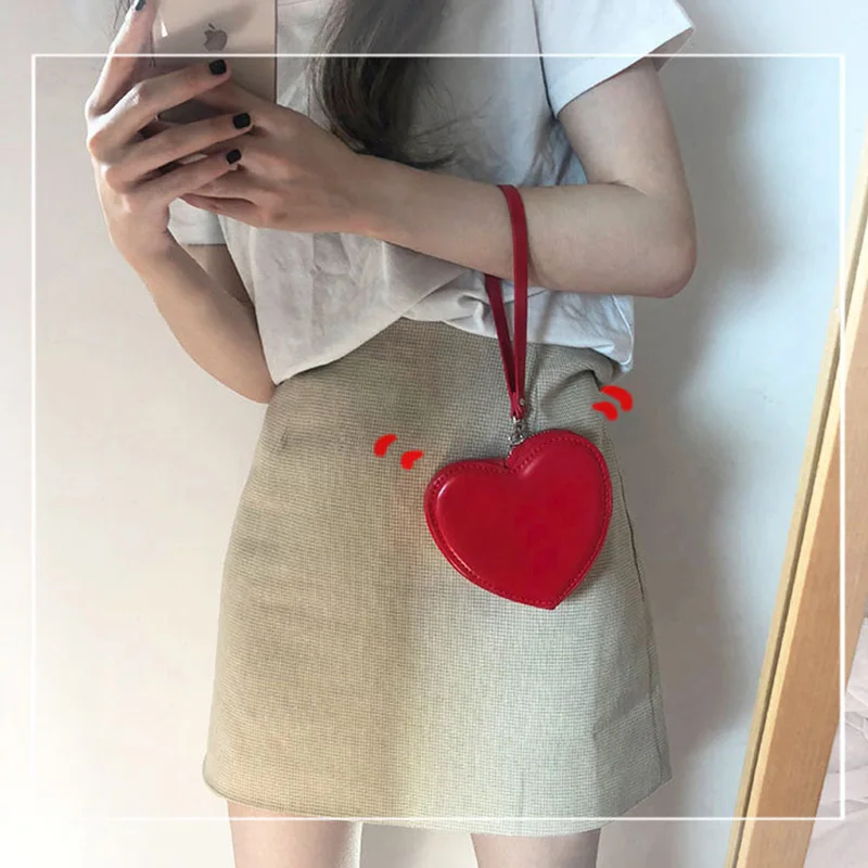 Women Wallet PU Leather Heart Bag Coin Purses For Women Girls