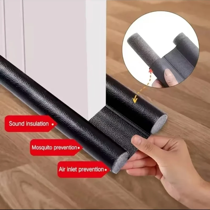 1pc Windproof Door Seal Strip Leather Keep Out Dust Insects Cold Air Insulate Soundproof Home