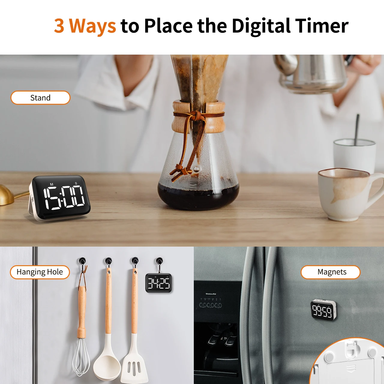 Description Picture 3 of itemCountdown Magnetic Kitchen Timer For Cooking with Count Up Large Display Magnetic Kitchen Timer for Cooking Classroom Office