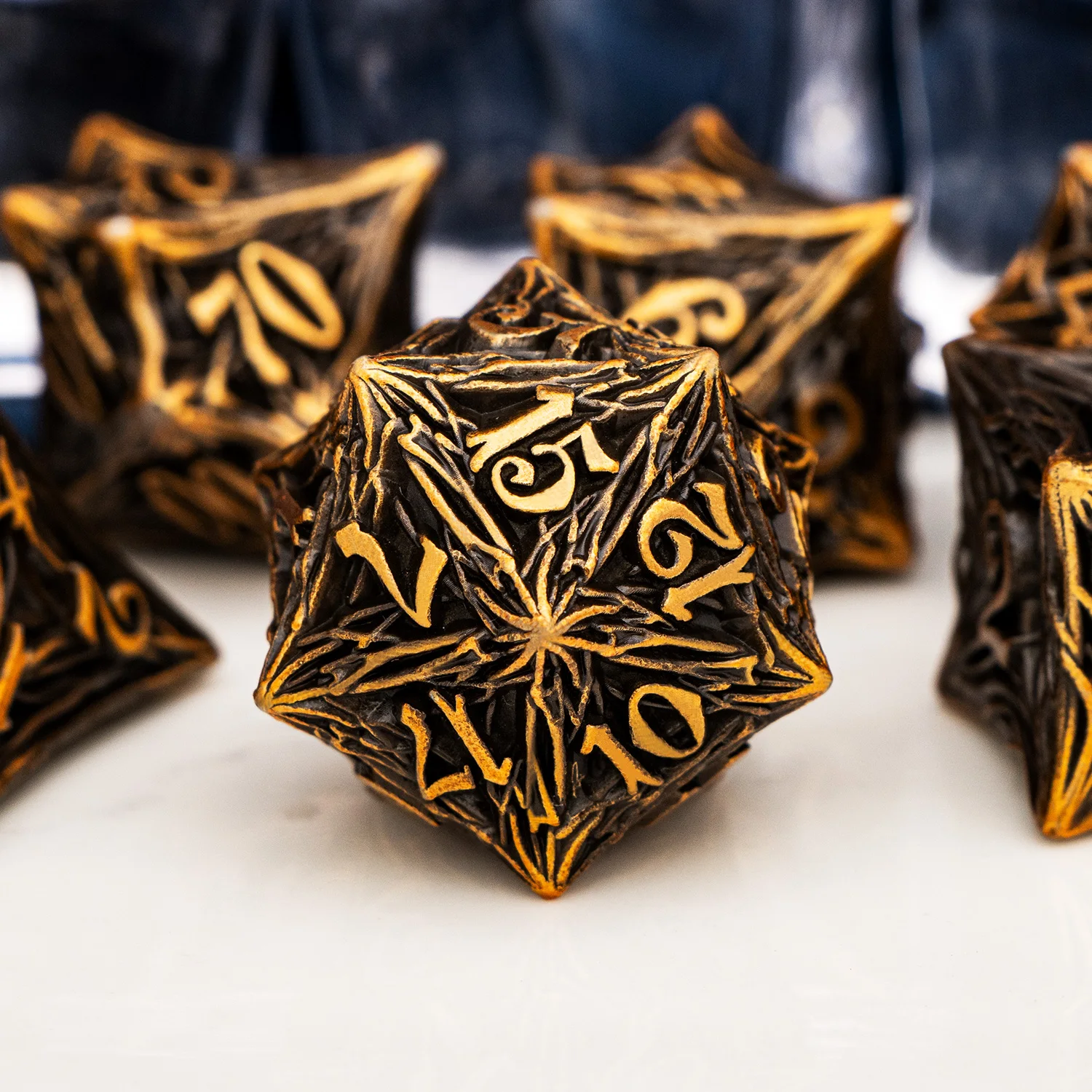 OGCOPHEN D and D Tree Root Dnd Metal Role Playing Game Dice Set for Dnd D6 Dungeon and Dragon Blood Dripping D&D Roll Dice Set