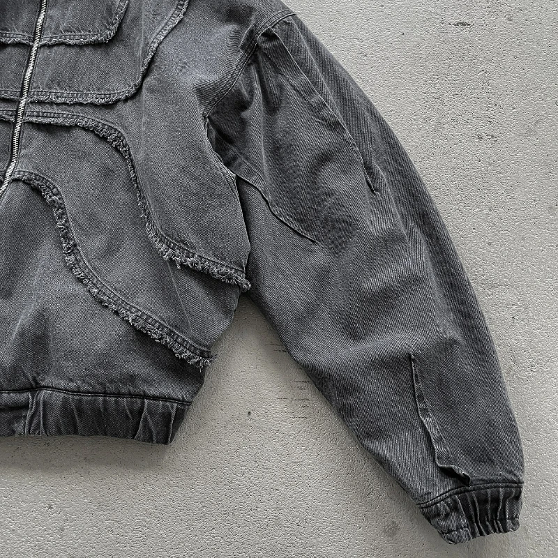 Y2K Denim Jacket American Splicing Style Gothic Vintage Trend Unisex Streetwear Punk High Street Oversized Leisure Zip Up Hoodie 3