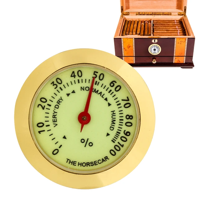 Analog Hygrometer, Round Glass Analog Hygrometer for Cigar Humidors,  Accurate, Reliable, And Attractive Look