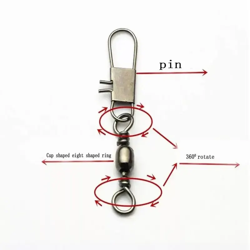 4 Size 100pcs/Pack Swivels Fishing Connector Pin Bearing Rolling Swivel Snap  Fastlock Clips Fishhook Fishing Tackle Accessories