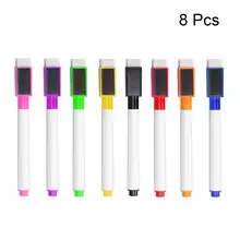 

8pcs Magnetic Colorful Whiteboard Pen Black White Board Markers Built In Eraser School Supplies Children's Drawing Pen