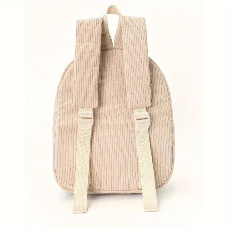 Cute Bear Backpack Corduroy Student Backpack Large Capacity Leisure Backpack Cartoon Plush Bag 4