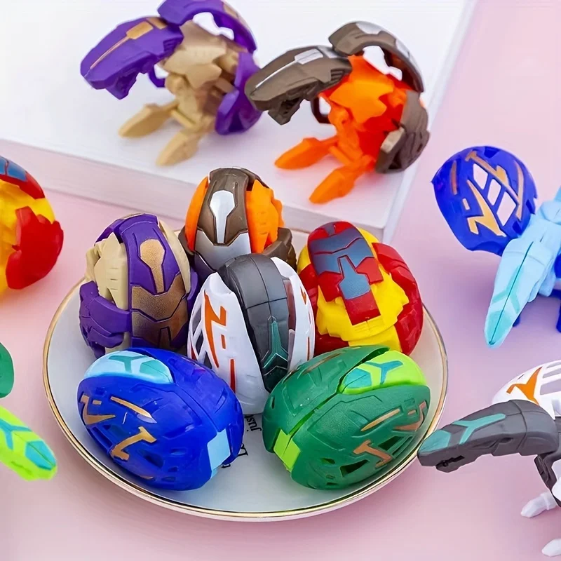 6Pcs Dinosaur Transformer Robot Toy Color Changing, Easter Eggs