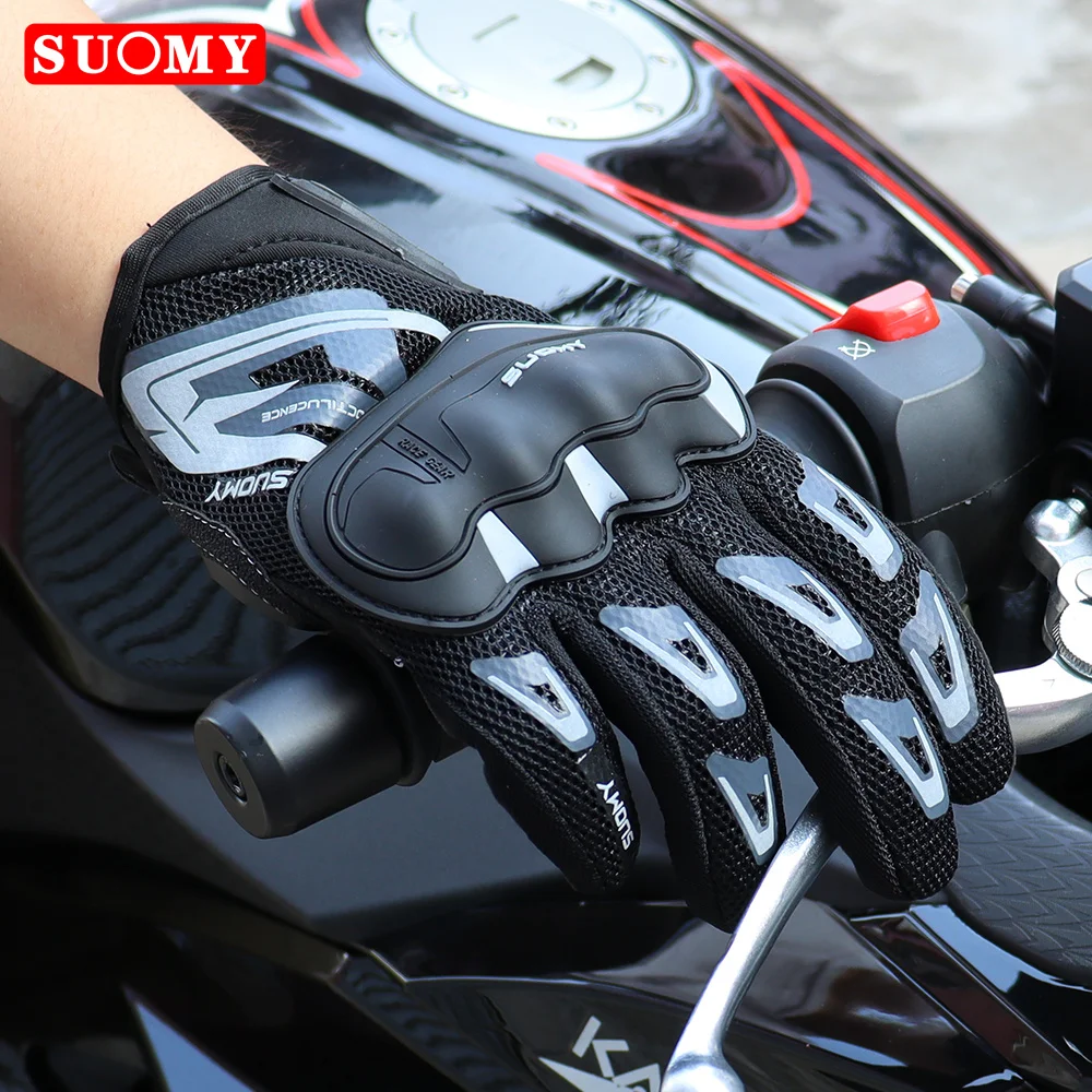 Motorcycle Gloves SUOMY Gloves Breathable Summer Motorcycle Gloves Shockproof Full Finger Cycling Guantes Moto Luvas Motocross Motorbike