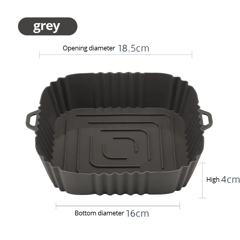 Air Fryer Baking Tray 1pc Black Silicone Square Replacement Kitchen Grill Pan Airfryer Fried Chicken Basket Mat