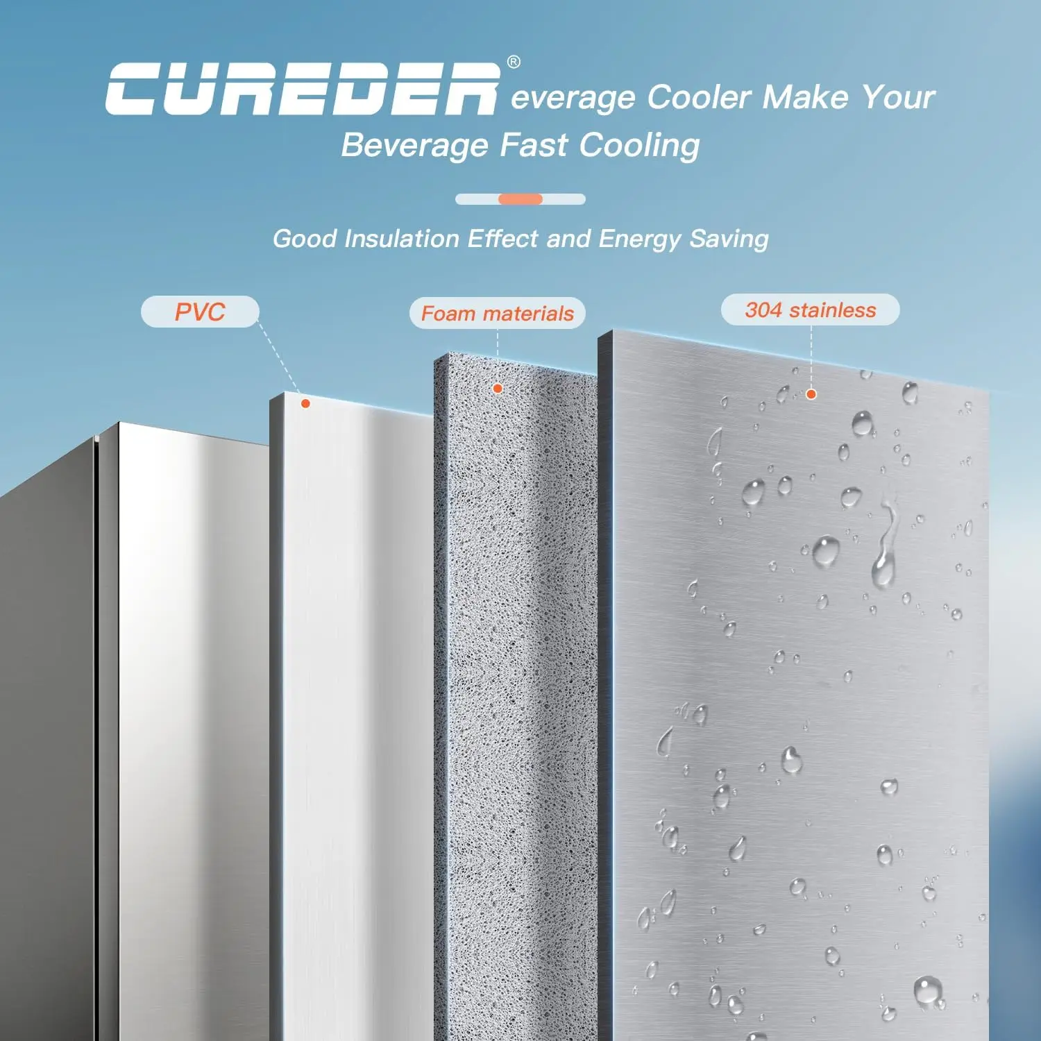 Outdoor Refrigerator, Weather Proof Stainless Steel Beverage Beer Cooler Under Counter Fridge, Indoor/Outdoor Refrigerator with 4