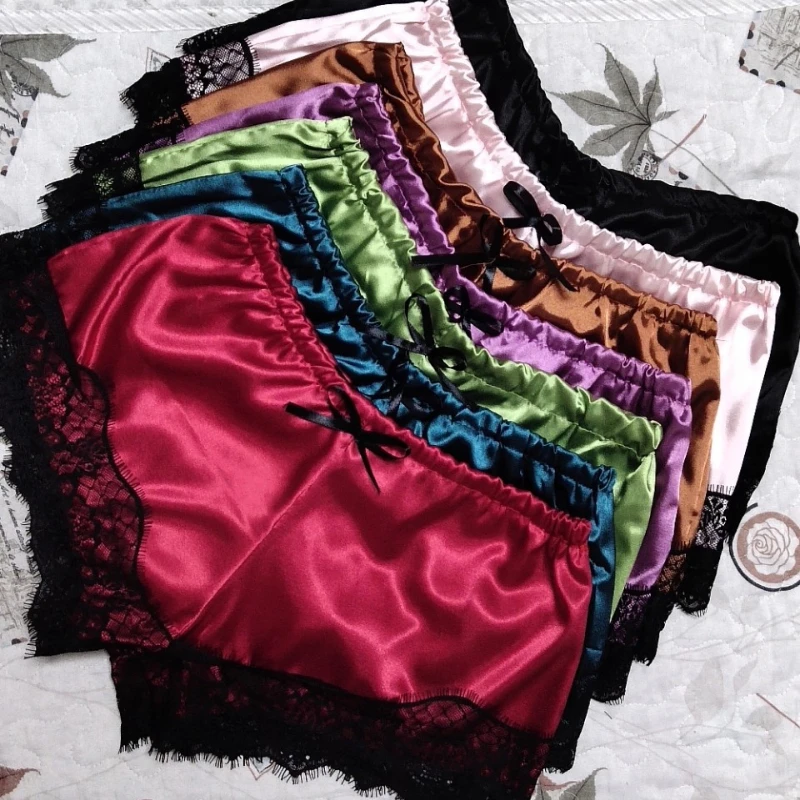 Sleepwear Lingerie Set Lace Sleepwear Set Womens 2 Pcs Sexy Transparent Sleeveless Tops Silk Shorts Pajamas Nightwear S-3XL Female two pieces set