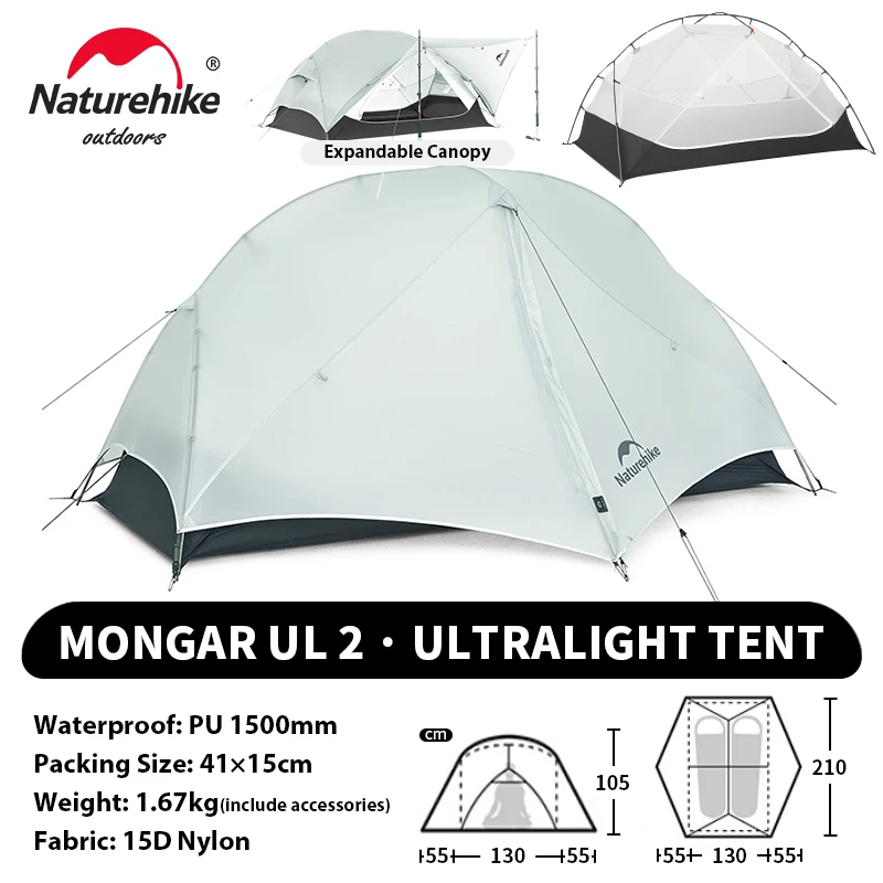 Naturehike Mongar UL PRO 1-3 人用テント 20D 超軽量旅行防水