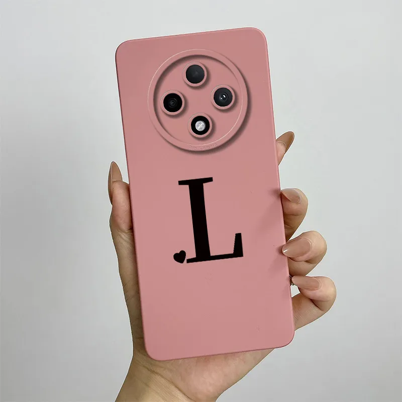 Cute Initial Letters Square Silicone Matte Shockproof Back Cover