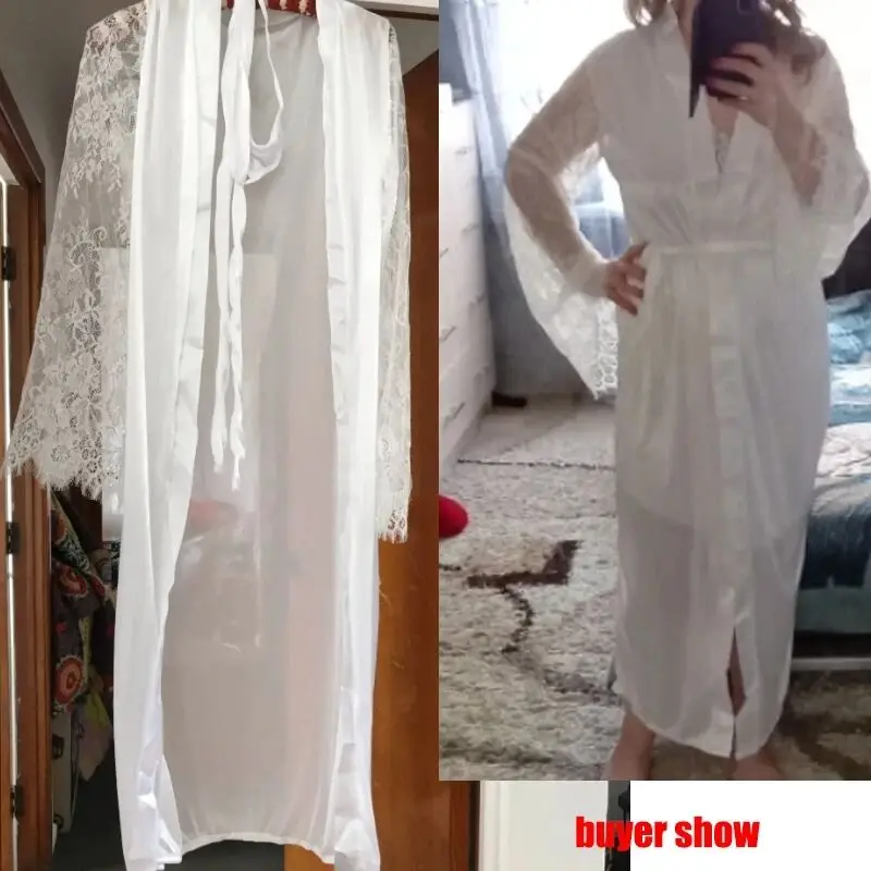 Womens Nightdress Sexy Long Polyester Lingerie Nightwear Bath Robe Gown Imitation Ice Silk Nightdress Solid Color Nightgown Thin