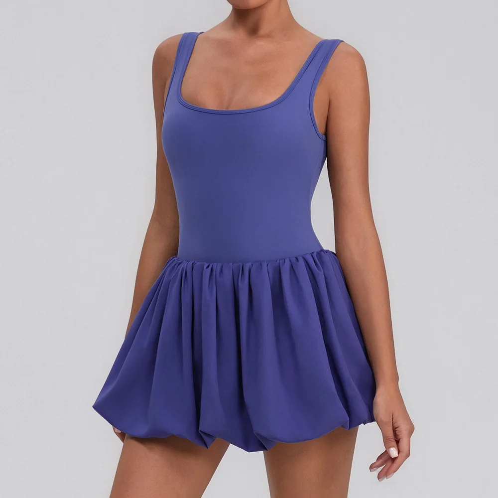 Women Gym Yoga Fitness Shorts Dress Fake Two-piece Pocket Tennis Dress Sports Tracksuit Female Workout Sportswear Tennis Mujeres