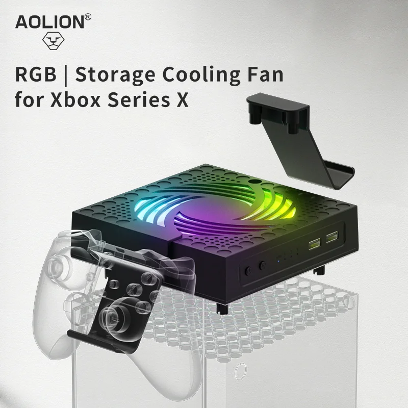 para Xbox Série x Host Rgb Ventilador de Refrigeração Ajustável Velocidade do Vento Dissipação Calor Ventilador com Porta Carregamento Usb