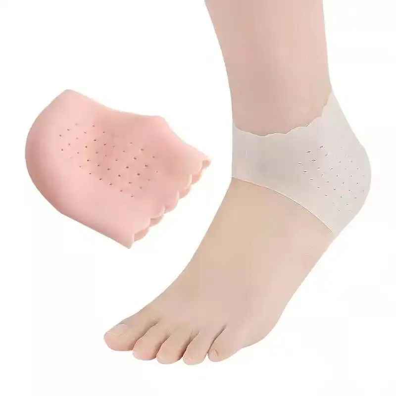 Heel Socks 1pair Silicone Anti-Cracking Moisturizing Gel Lace Heel Cover with Hole