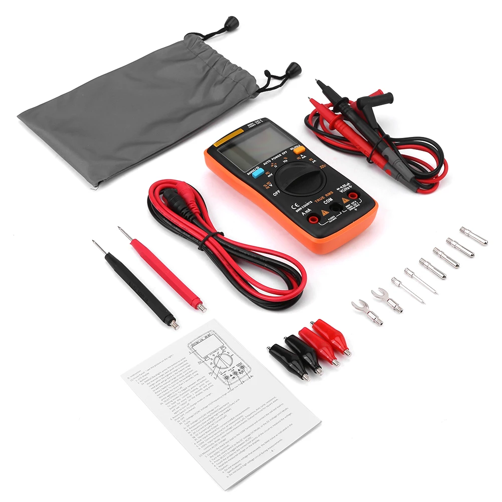 AN8008 True RMS Digital Multimeter AC Voltage Ammeter Current Ohm Meter Current Meter Digital Multimeter Volt Ohm Meter