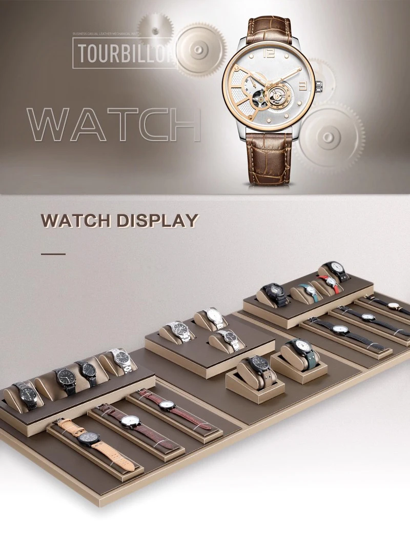 Luxury Brown Leatherette Watch Display Stand Holder – Retail Store Counter and Window O... - SKU LWDS1707 - UGI Packaging