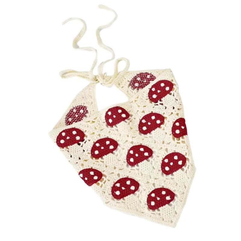 

Women Colorful Crochet Bandana Knit for Head Kerchief Cute Pattern Turban Tie Back for Triangle for Head Wrap Lovely Hai