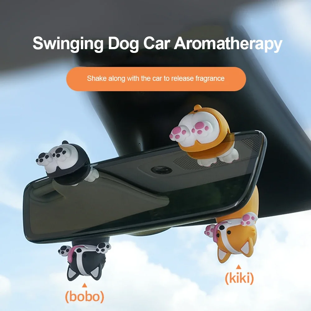 Ciondolo per auto divertente Cane carino appeso Specchietto retrovisore per auto Tasca per piccolo cane Altalena Decorazione interna per auto Ornamenti per cuccioli appesi