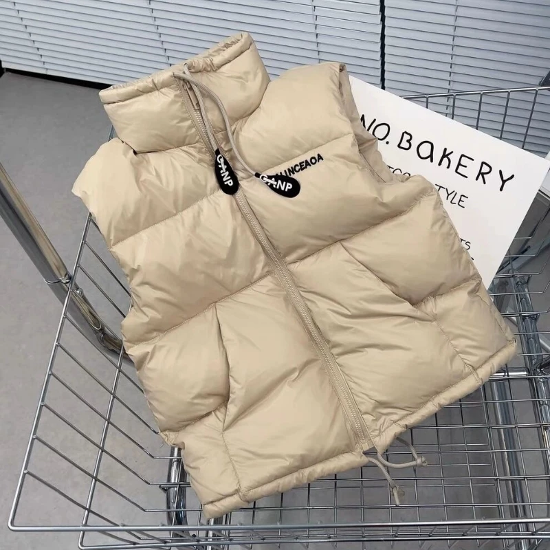 Fashion Baby Boy Girl Winter Vest Jacket Cotton Padded Waistcoat Child Solid Color Zipper Outwear Warm Thick Kids Clothes 3-10Y