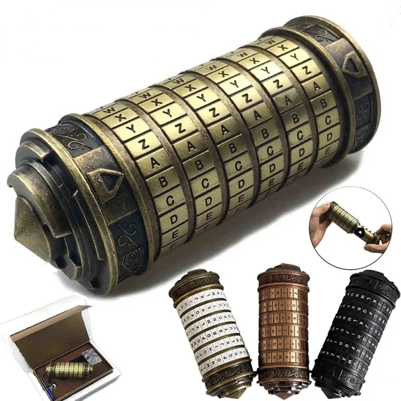 Leonardo da Vinci Code Toys Metal Cryptex Locks Wedding Gifts Valentine's Day Gift Letter Password Escape Chamber Props