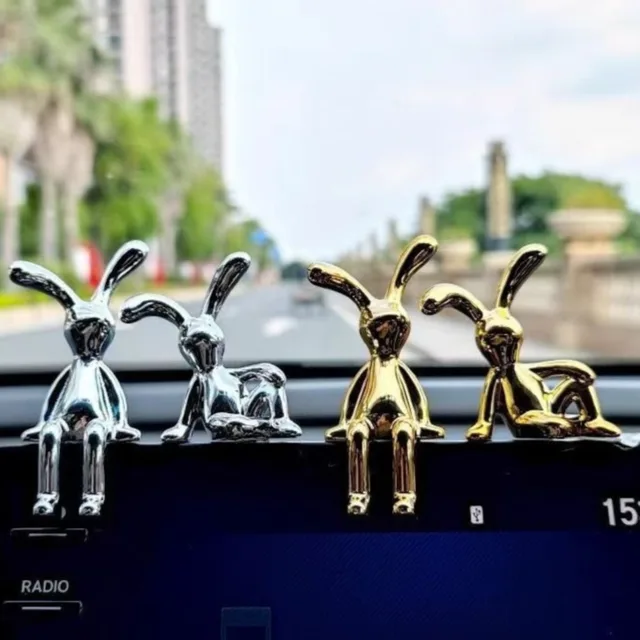 Long-Eared Rabbit Double Statue Car Decor Cartoon Decoration Accessories Living Room Bedroom Desktop Decorative Car Accessories 1