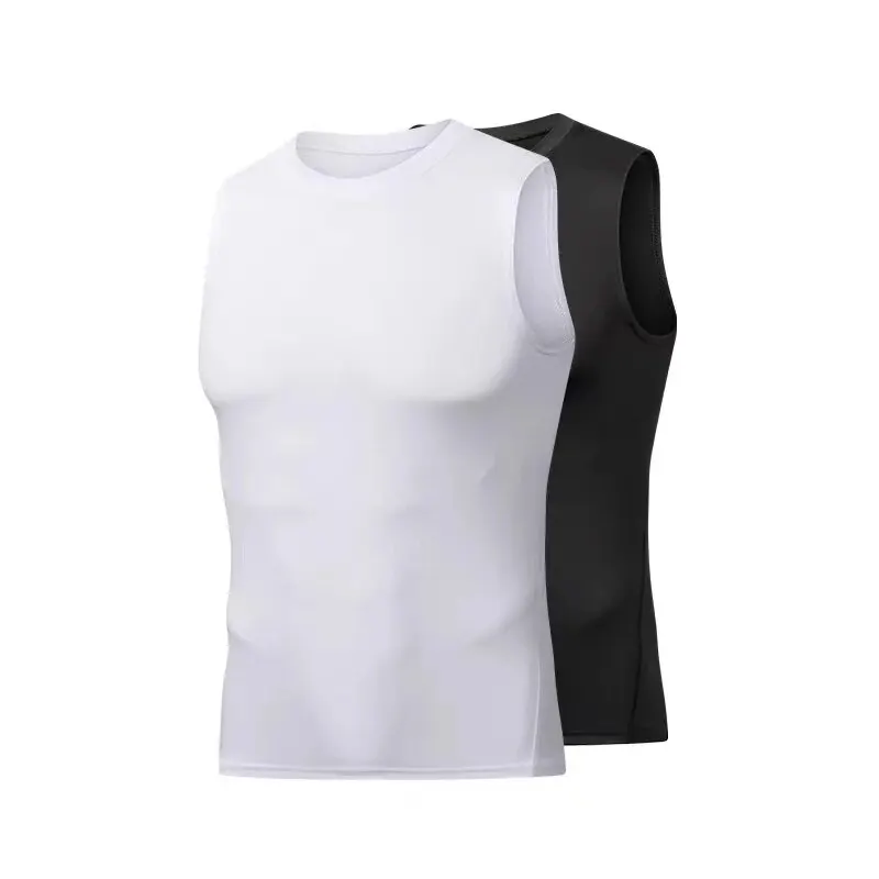 4PC Sport Shoulder Vest Quick Dry Tight Wide-shoulder Sleeveless Top Men's Running Training Basketball Underwear Fitness