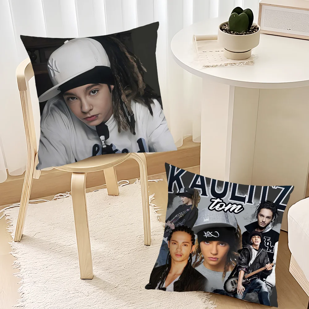 밴드 T-Tokio H-Hotel Tom Kaulitz 쿠션 커버 플러시 패브릭 소프트 양면 프린트 소파 쿠션 커버 스로우 베개 커버