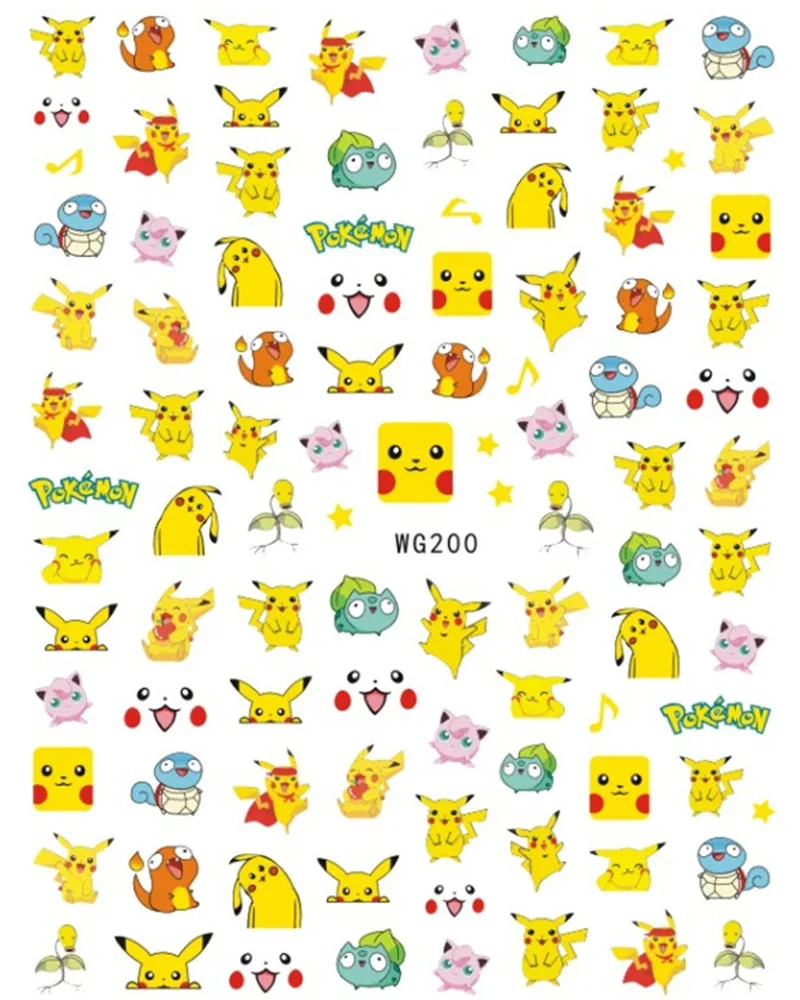 Miniso Cartoon Pok&eacute;mon Nail Stickers Cartoon Cute Pikachu Stickers For Nails Nail Decoration Sliders For Nails DlY nail stickers nail art decoration nail decals pokemon stickers