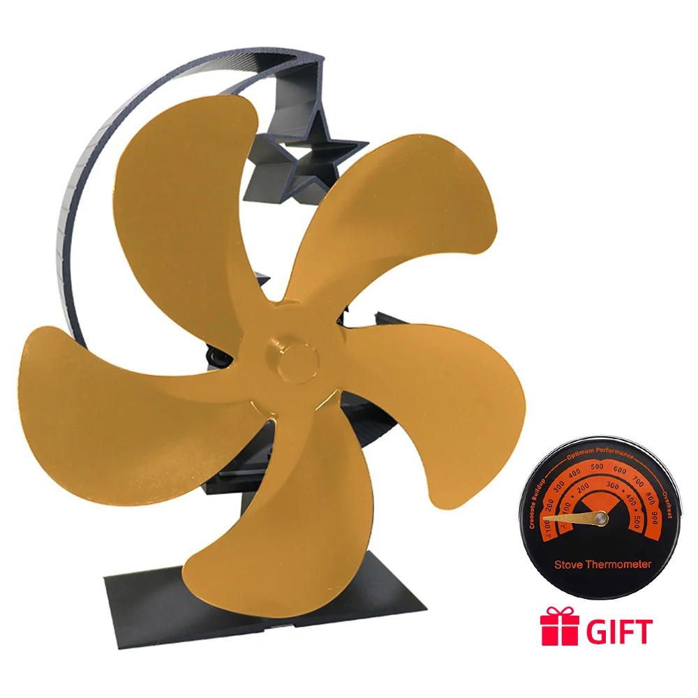 

5 Blades Fireplace Fan Quiet Heater Heating Fan No Battery Required Winter Warmer Heat Powered Stove Fan for Wood Burning Stove