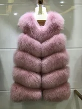 

2022 Autumn Pink Fur Vest Jacket Slim Fitting Splicing Medium and Long Women's Clothing Winter Fox Vest Coat