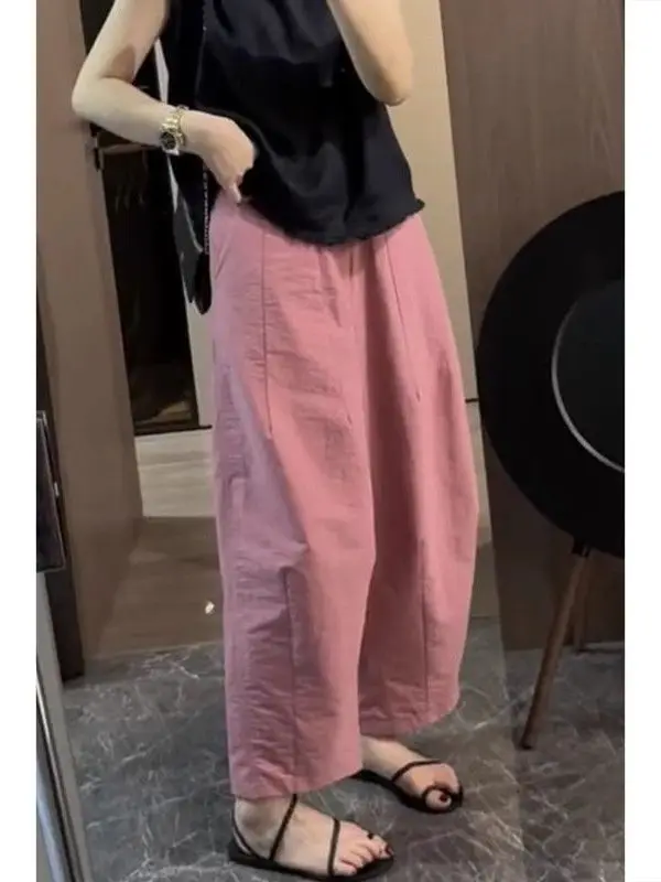 High Waist Wide Leg Pants Nine Points Casual Trousers for Women Summer New Style plus Size Banana Pants Slimming Effect - 2