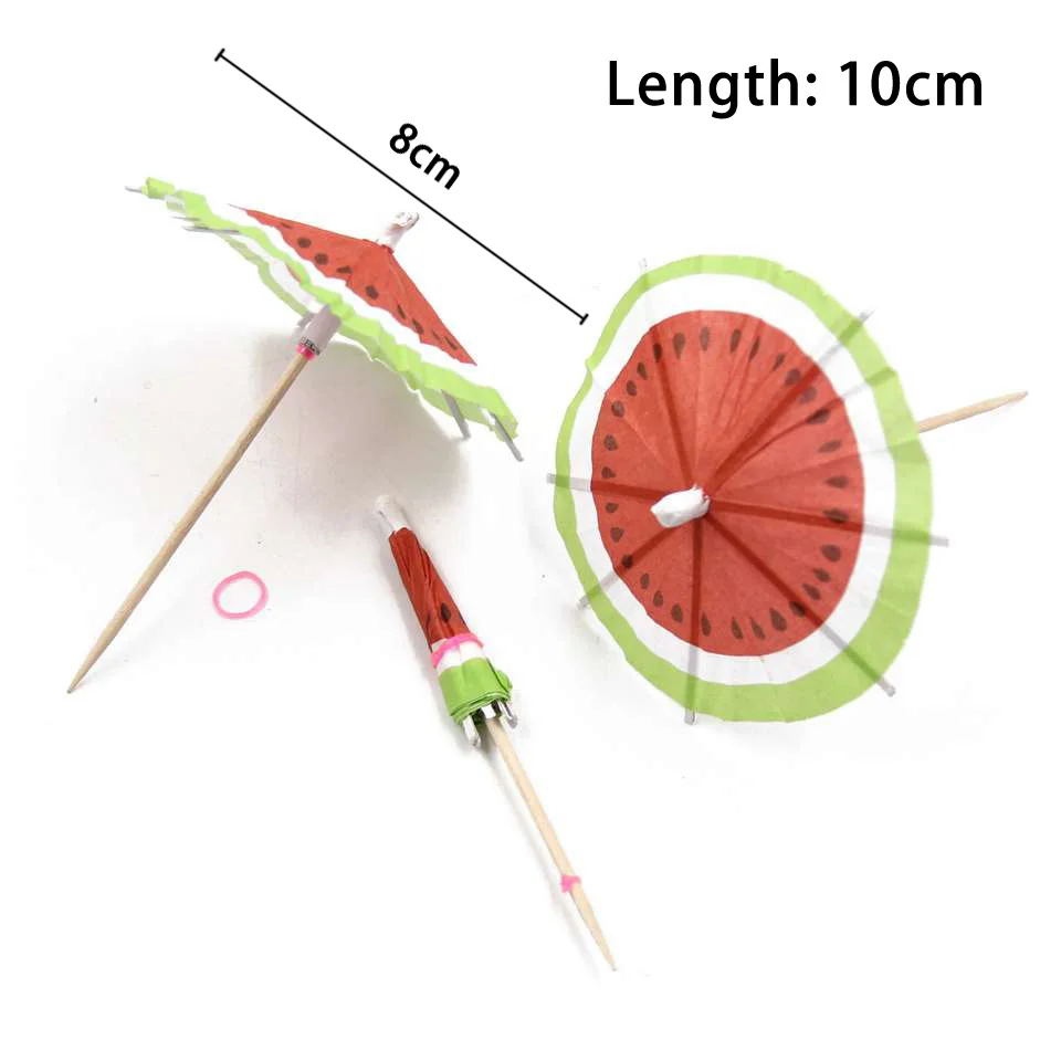 Description Picture 6 of item20/50PCS Coconut Tree Watermelon Paper Umbrella Cocktail Parasols Drink Fruit Picks Cake Topper Birthday Party DIY Home Supplies