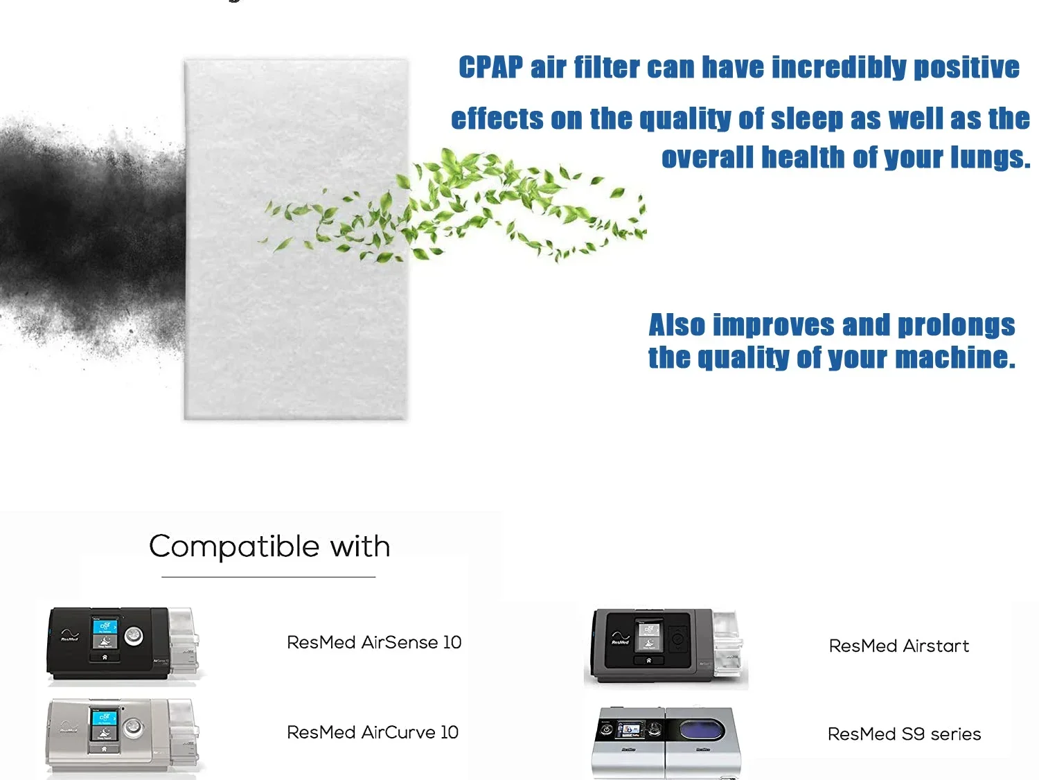 CPAP Foam Filter Universal Premium Disposable for ResMed AirSense 10 S9-AirStart Series Philips Respironics
