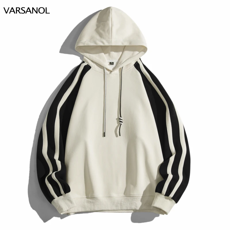 

Varsanol Winter Striped Hoodies Men Sweatshirt Streetwear Casual Hooded Pullovers Man Harajuku Y2K Long Sleeve Oversized Top New