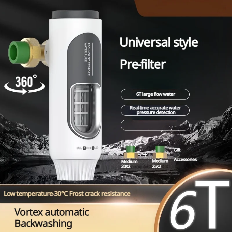 BORVA 6000L/H ระบบกรองน้ําอัจฉริยะ - ตัวกรองล่วงหน้าทําความสะอาดตัวเองอัตโนมัติสําหรับท่อประปาส่วนกลางในบ้าน อัตราการไหลสูง 1